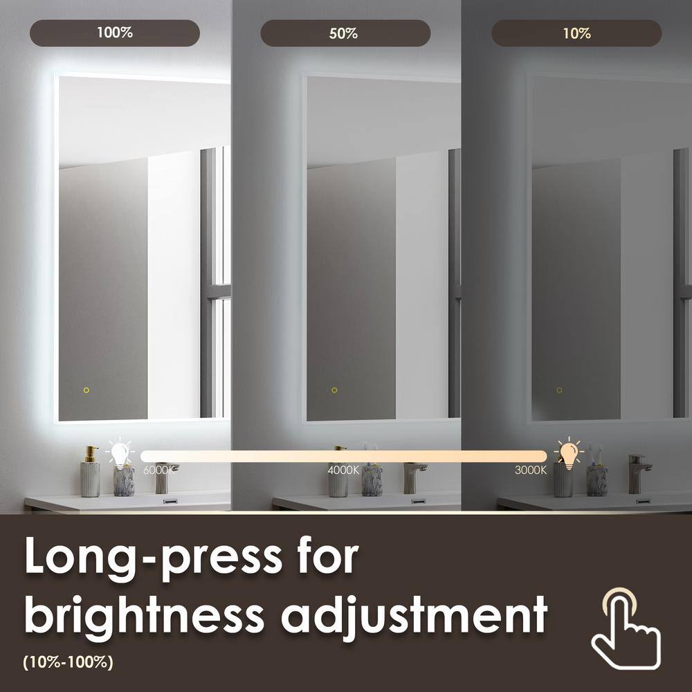 36" x 30" Frameless LED Vanity Mirror with Anti-Fog Technology