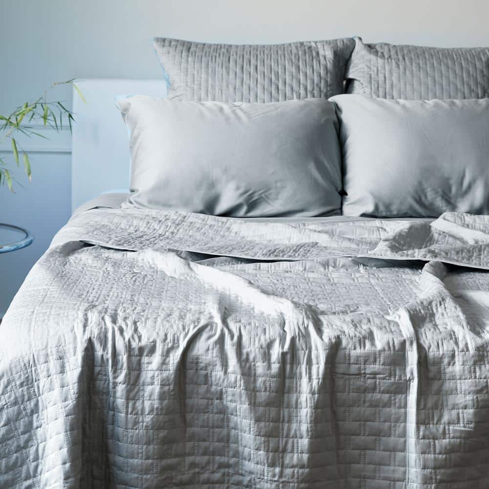 Stone Gray Quilted Euro Sham with Piped Edges