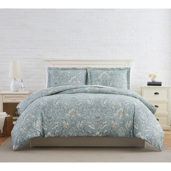 Southshore Fine Linens French Garden 3-Piece 300 TC Green Full/Queen Cotton Duvet Cover Set
