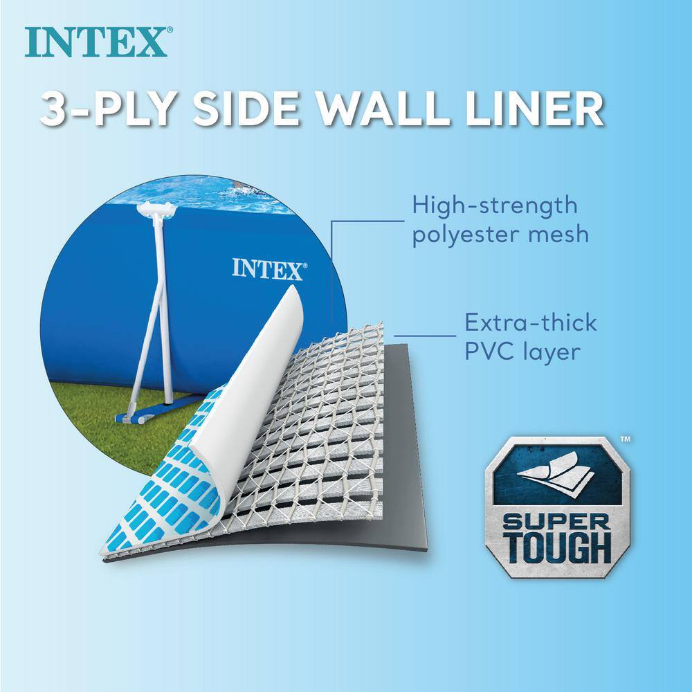 Intex 14ft Blue Rectangular Above Ground Pool with Pump