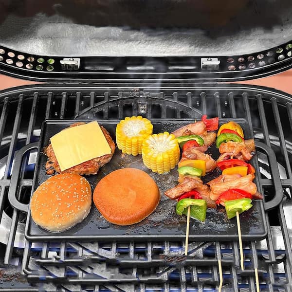 Wudkey Cast Iron Reversible Grill Griddle, Rectangular Double