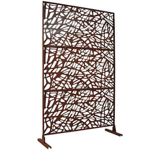 Anky 76 in. H x 48 in. W Steel Garden Fence, Metal Privacy Screens and Panels with Free Standing in Rust Red