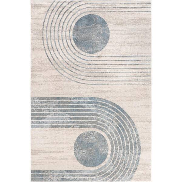 nuLOOM Quinlee Double Blue 5 ft. x 8 ft. Geometric Arches Mid-Century Modern Area Rug