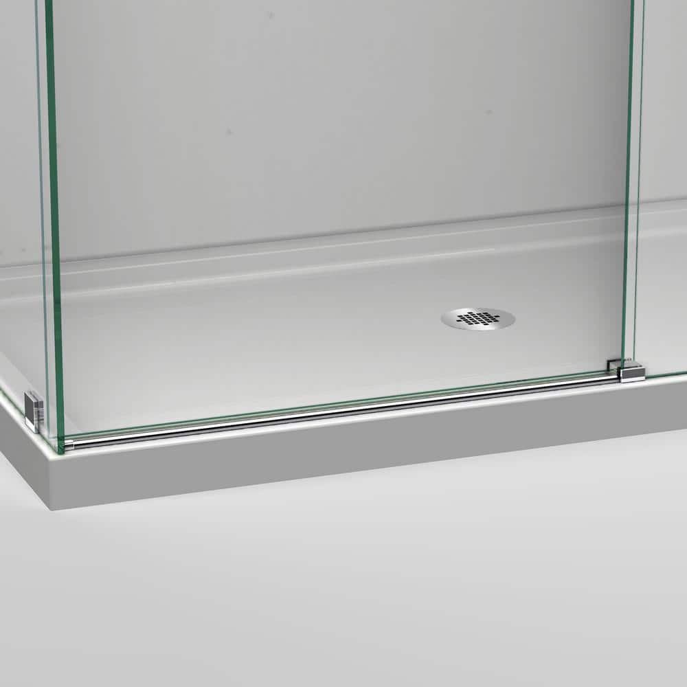 Enigma Air 60" Frameless Sliding Shower Enclosure in Polished Stainless Steel