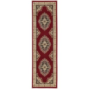 Como Red 2 ft. x 7 ft. Traditional Oriental Medallion Area Rug