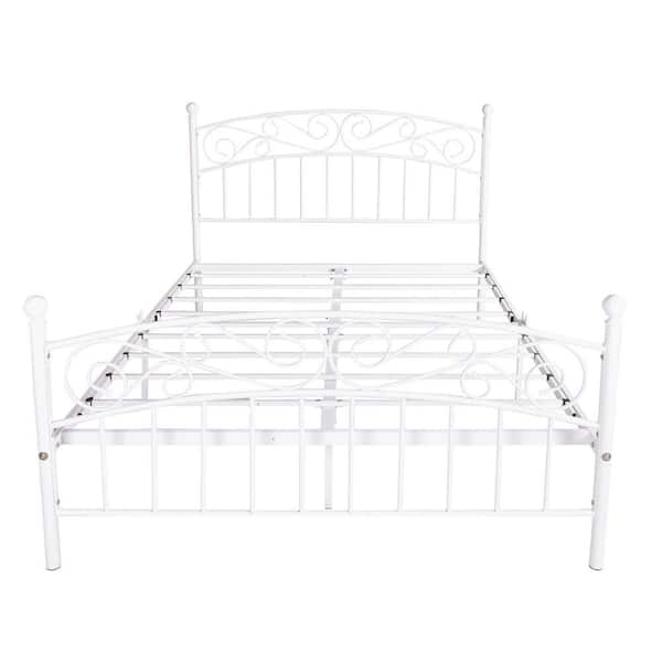 queen platform bed frame with headboard white