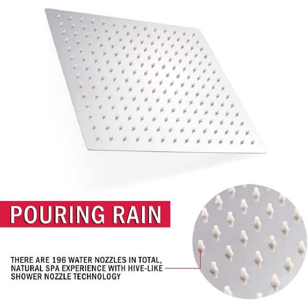 3-Spray Patterns 12 in. Ceiling Mount Rainfall Fixed Shower Head with Silicone Nozzle in Chrome