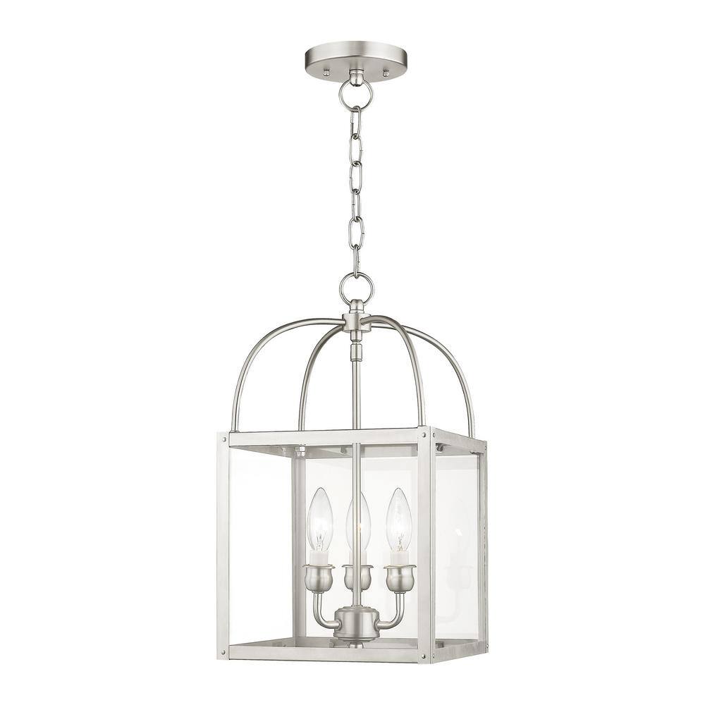 Milford Brushed Nickel 3-Light Mini Pendant with Clear Glass