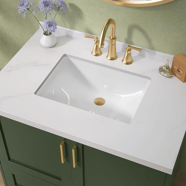 18 in. Rectangular Undermount Bathroom Sink Ceramic Vessel Vanity Lavatory Sink Basin in White with Overflow