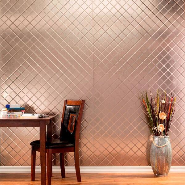 Fasade 96 in. x 48 in. Quilted Decorative Wall Panel in Argent Copper