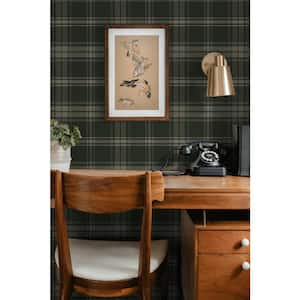 30.75 Sq. Ft. Greenery Senne Hill Plaid Vinyl Peel and Stick Wallpaper Roll