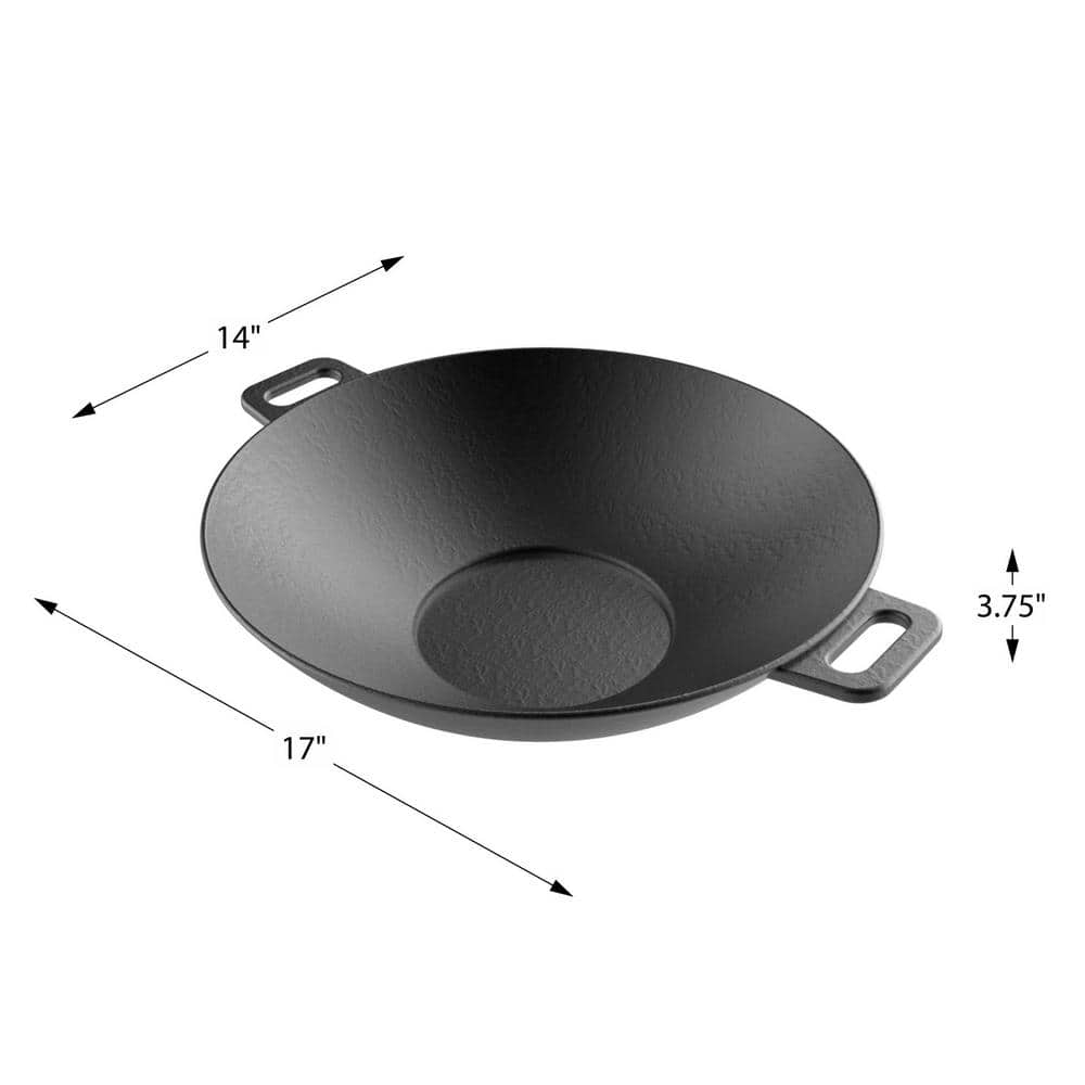 Lodge 14" Black Cast Iron Dual Handle Wok