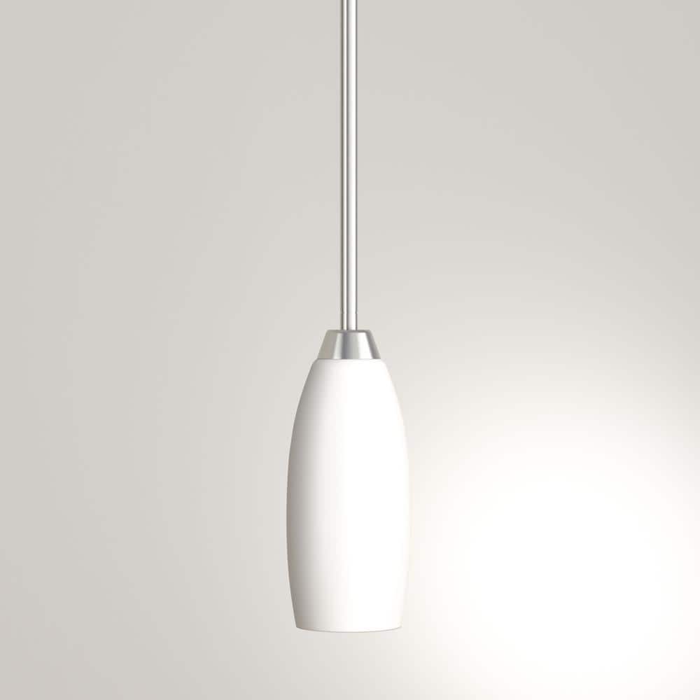 Brushed Nickel Mini Pendant with Etched Glass Shade