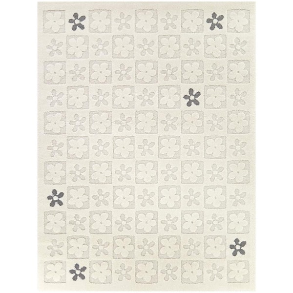 Alyson Grey 8 ft. x 10 ft. Floral Area Rug