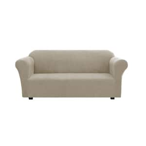 Tan Striae Stretch Fit Sofa Slipcover