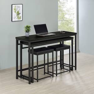 Hawes 4-Piece Black Wood Top Multipurpose Counter Height Table Set