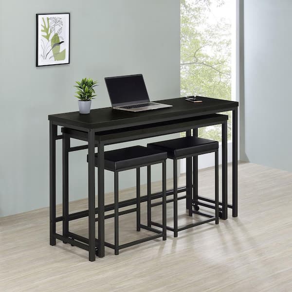 Coaster Hawes 4-Piece Black Wood Top Multipurpose Counter Height Table Set