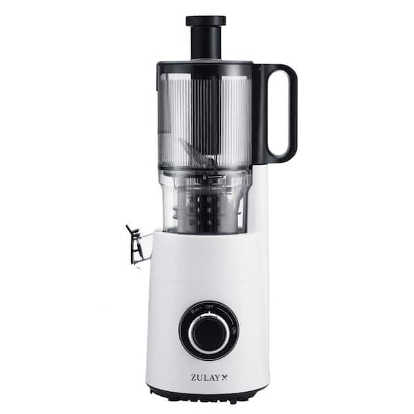 Cold Press 200W 16oz Juicer Slow Masticating with 5" Wide Chute, Stainless Steel Slicing Blade & 4-Tier Filtration-White