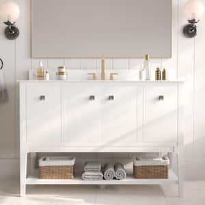 48 in. W. x 22 in. D x 34.5 in. Single Sink Freestanding Bath Vanity in White with Engineered Marble Top (Assembled)