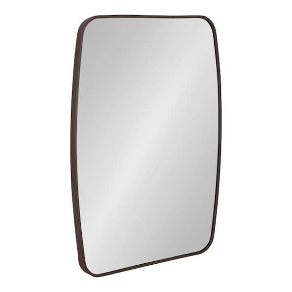 Kate and Laurel Zayda 19.88 in. W x 27.75 in. H Walnut Brown Rectangle Mid-Century Framed Decorative Wall Mirror