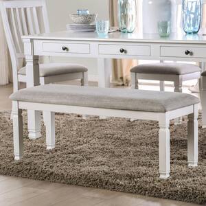 Ely Antique White and Light Gray Dining Bench (18.5 in. H x 45 in. W x 16 in. D)