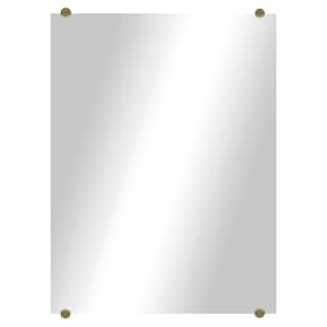 Modern Rustic (24.5in. W x 30.5in. H) Frameless Rectangular Wall Mirror with Chrome Round Clips