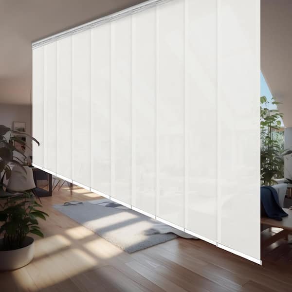 EMOH Dove 120 in.- 218 in. W x 94 in. L Adjustable 10-Panel Satin Nickel Double Rail Panel Track with 23.5 in. Slates