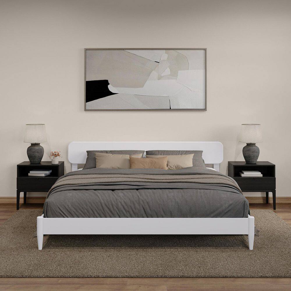 Florence White King Solid Wood Low Profile Platform Bed