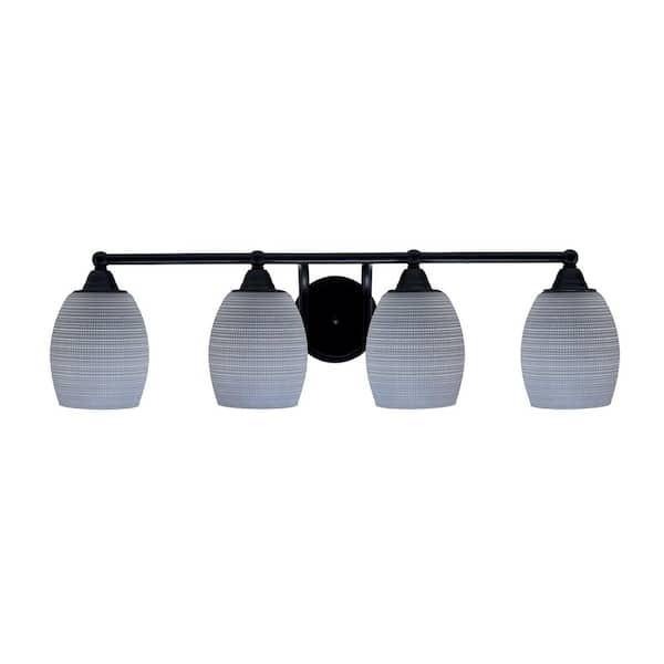 Unbranded Madison 7 in. 4-Light Bath Bar, Matte Black, Gray Matrix Glass Vanity Light