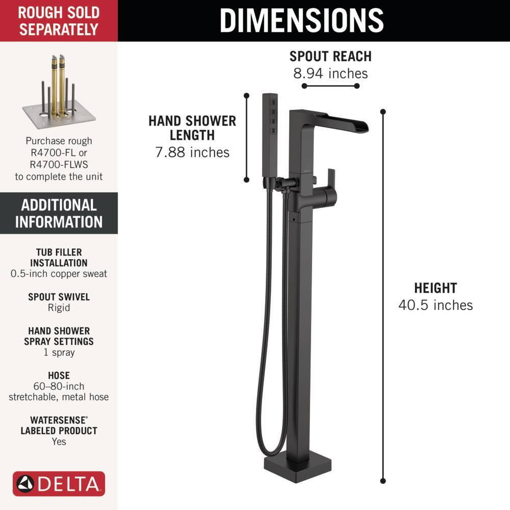 Sleek Stainless Steel Floor Mounted Faucet with Handshower