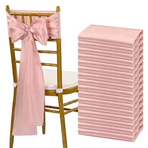 7 in. x 108 in. Satin Chair Sashes Bows Universal Chair Cover for Wedding Event Decorations, Pink