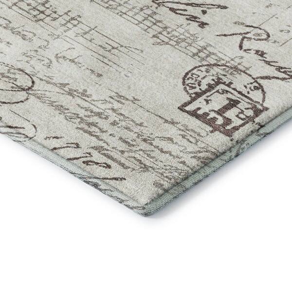 Mayfield Premium Machine Washable Abstract AMF2209 Linen 3 ft. x 4 ft. Area Rug