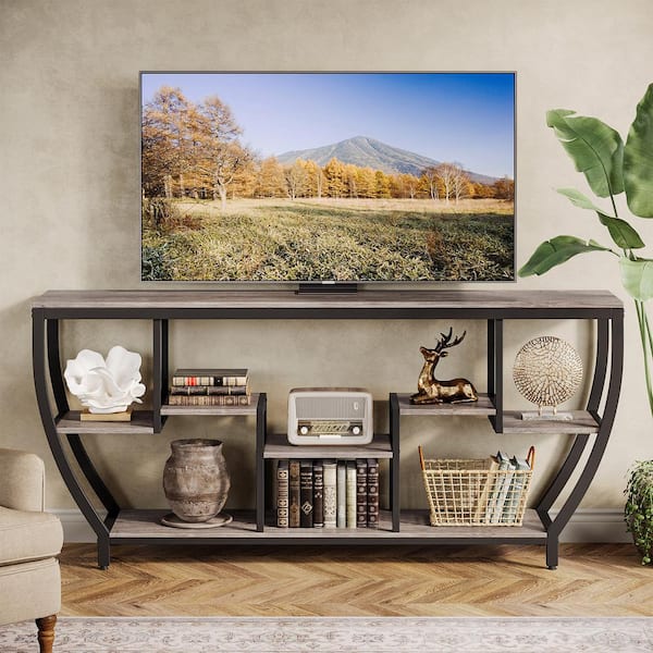 TRIBESIGNS WAY TO ORIGIN Tabor 70.9 in. Gray Wood TV Stand Fits