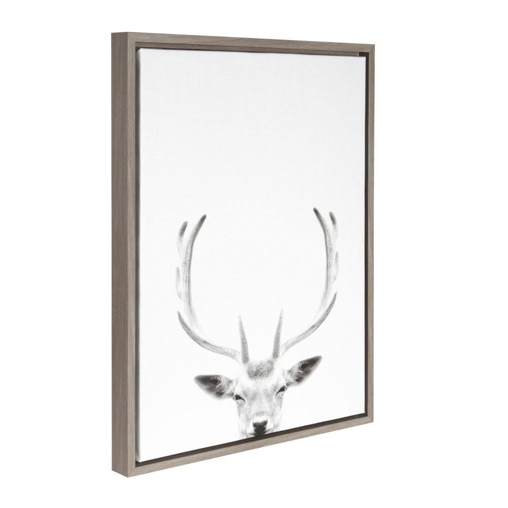 Gray Framed Deer Antlers Canvas Wall Art for Kids