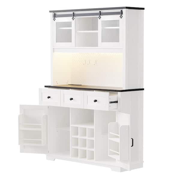 15.75 in. D × 23.62 in. W × 66.90 in. H Wood Kitchen Pantry Storage Cabinet with Doors, Drawer, Ready to Assemble, White