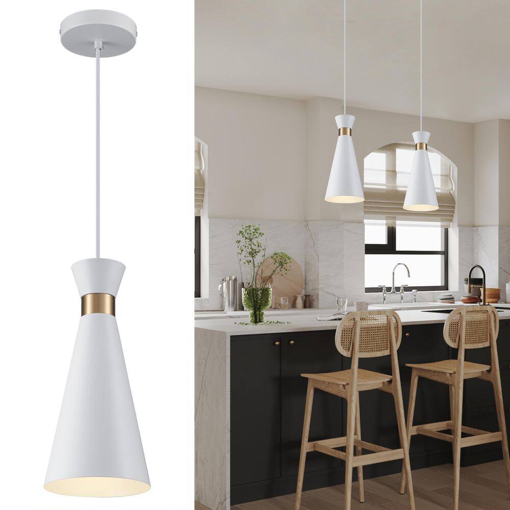 (Set of 3) 1-Light Minimalist White and Gold Modern/Contemporary Cone Hangi