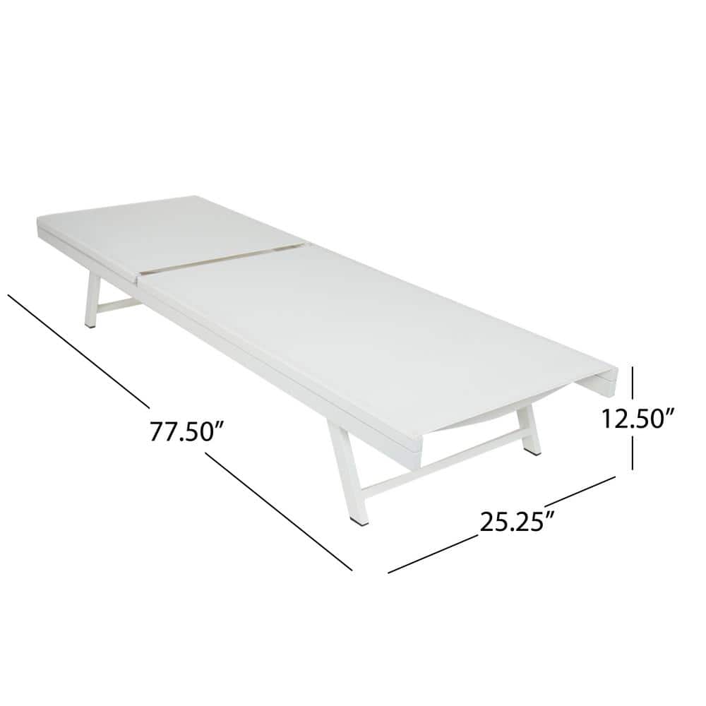 Salton White Aluminum and Mesh Outdoor Chaise Lounge