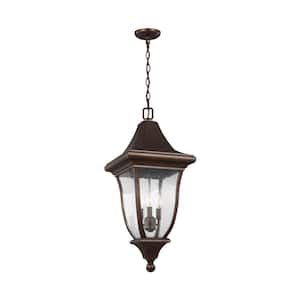 Oakmont 3-Light Patina Bronze Outdoor Hanging Pendant Lantern