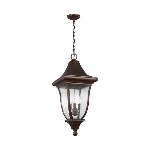 Generation Lighting Oakmont 3-Light Patina Bronze Outdoor Hanging Pendant Lantern