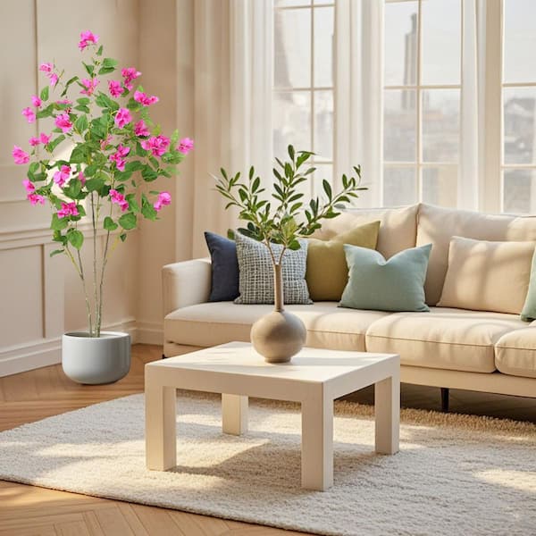 6 ft. Artificial Bougainvillea Tree in Pot, with Real Touch Leaves, Green Plant Bougainvillea Tree Decor