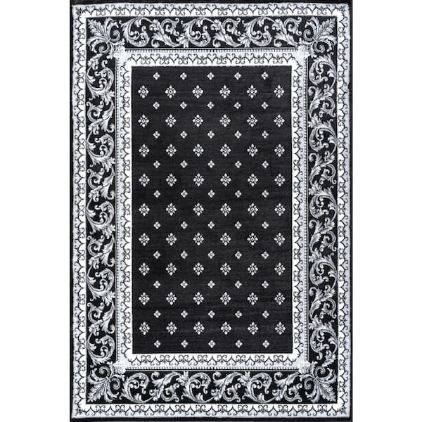 Acanthus Black/Gray 5 ft. x 8 ft. French Border Area Rug
