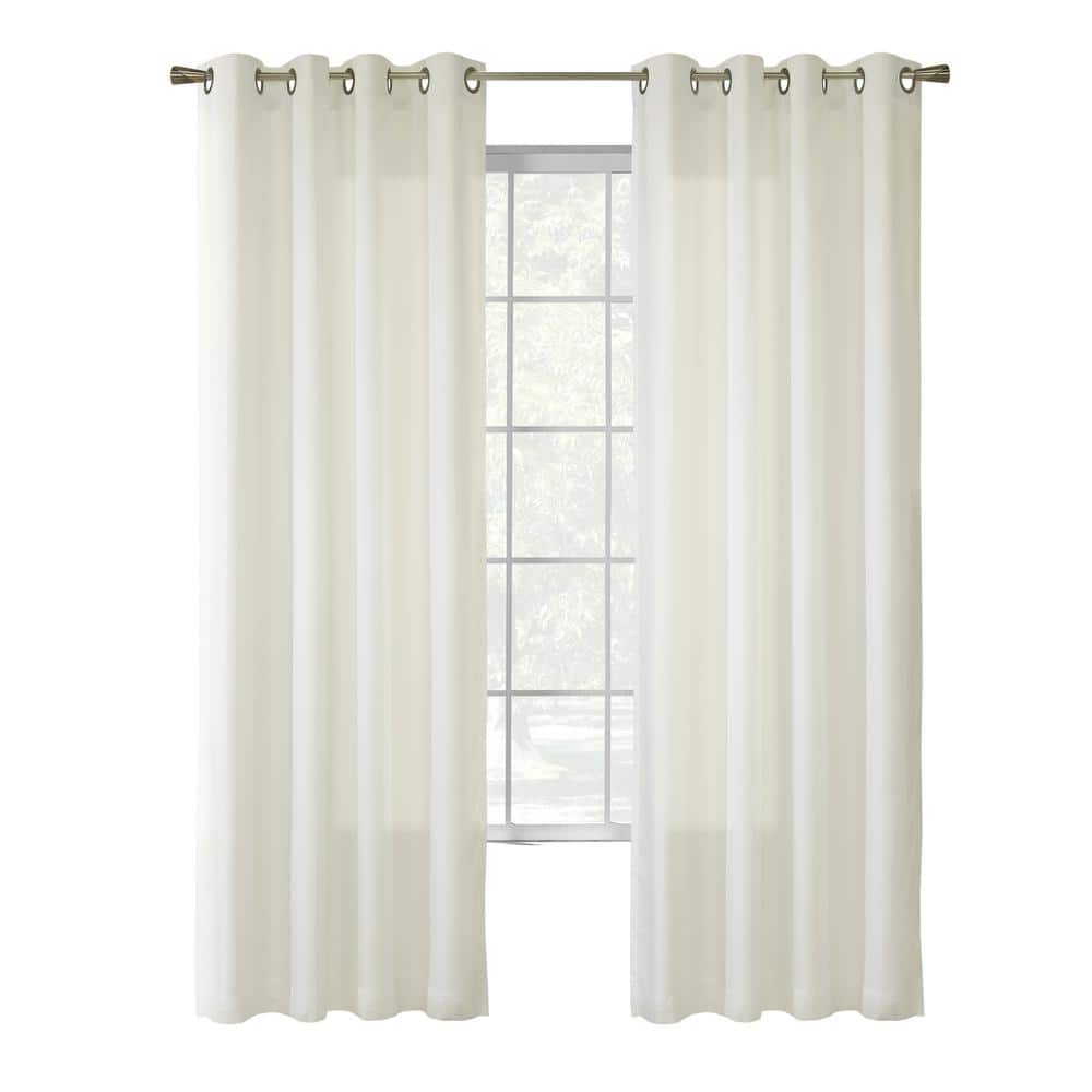 Rhapsody Ivory 54 in. W x 72 in. L Lined Grommet Sheer Curtain Panel (Singl