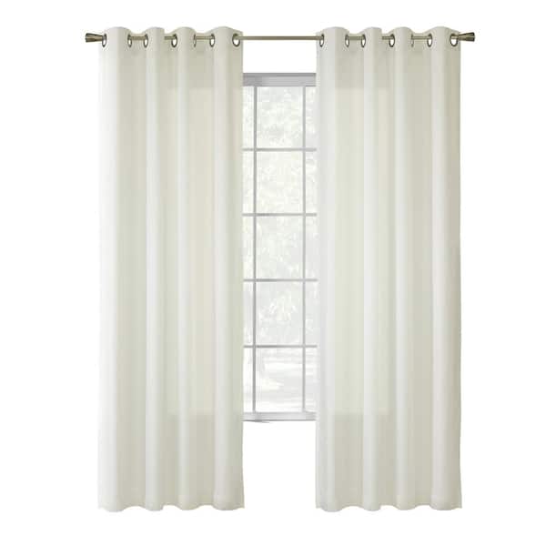 Unbranded Rhapsody Ivory 54 in. W x 72 in. L Lined Grommet Sheer Curtain Panel (Single Panel)