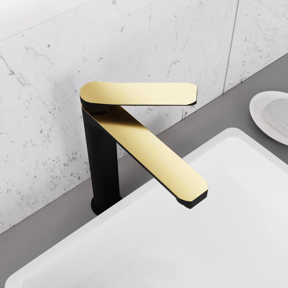 Matte Black and Brushed Gold Single Handle Bathroom Faucet
