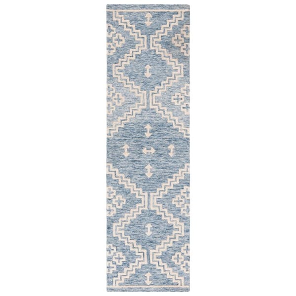 SAFAVIEH Abstract Blue/Ivory 2 ft. x 8 ft. Tribal Chevron Runner Rug
