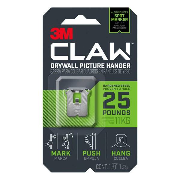 3m Claw 25 Lbs Drywall Picture Hanger With Temporary Spot Marker 3ph25m 1es The Home Depot
