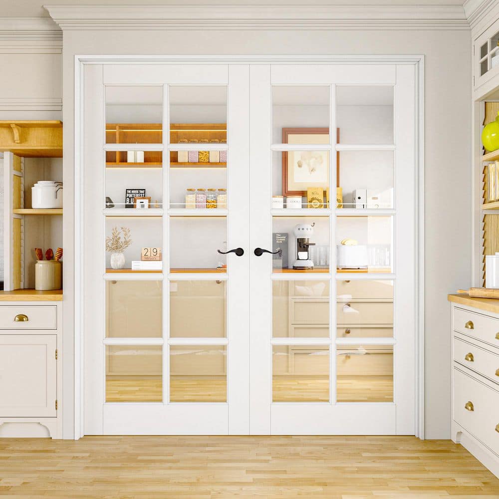 ARK DESIGN 72 in. x 80 in. 10-Lite Clear Glass Universal White Solid ...