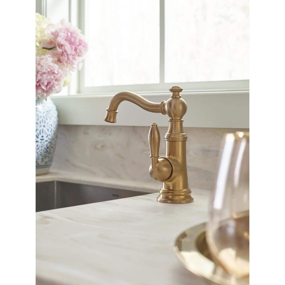 Weymouth Brushed Gold Stainless Steel High-Arc Bar Faucet