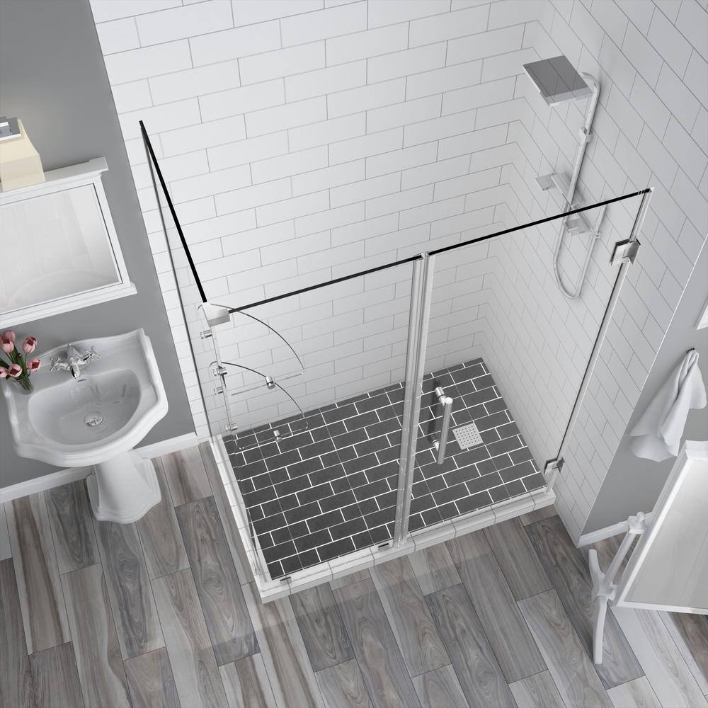 Bromley GS 58" x 72" Frameless Stainless Steel Hinged Shower Enclosure