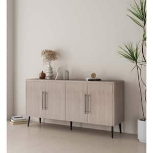 Jodie Whitewashed Oak Composite Wood 64.6 in. Mid-Century Modern Sideboard with Adjustable Shelves